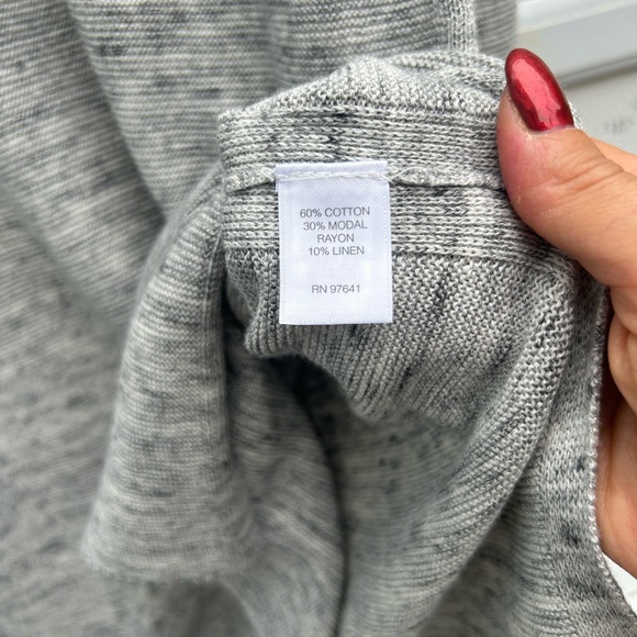 J Jill PURE Tunic Top Women M Linen Cotton Blend Gray Long Sleeve V-neck Stretch - Picture 5 of 10